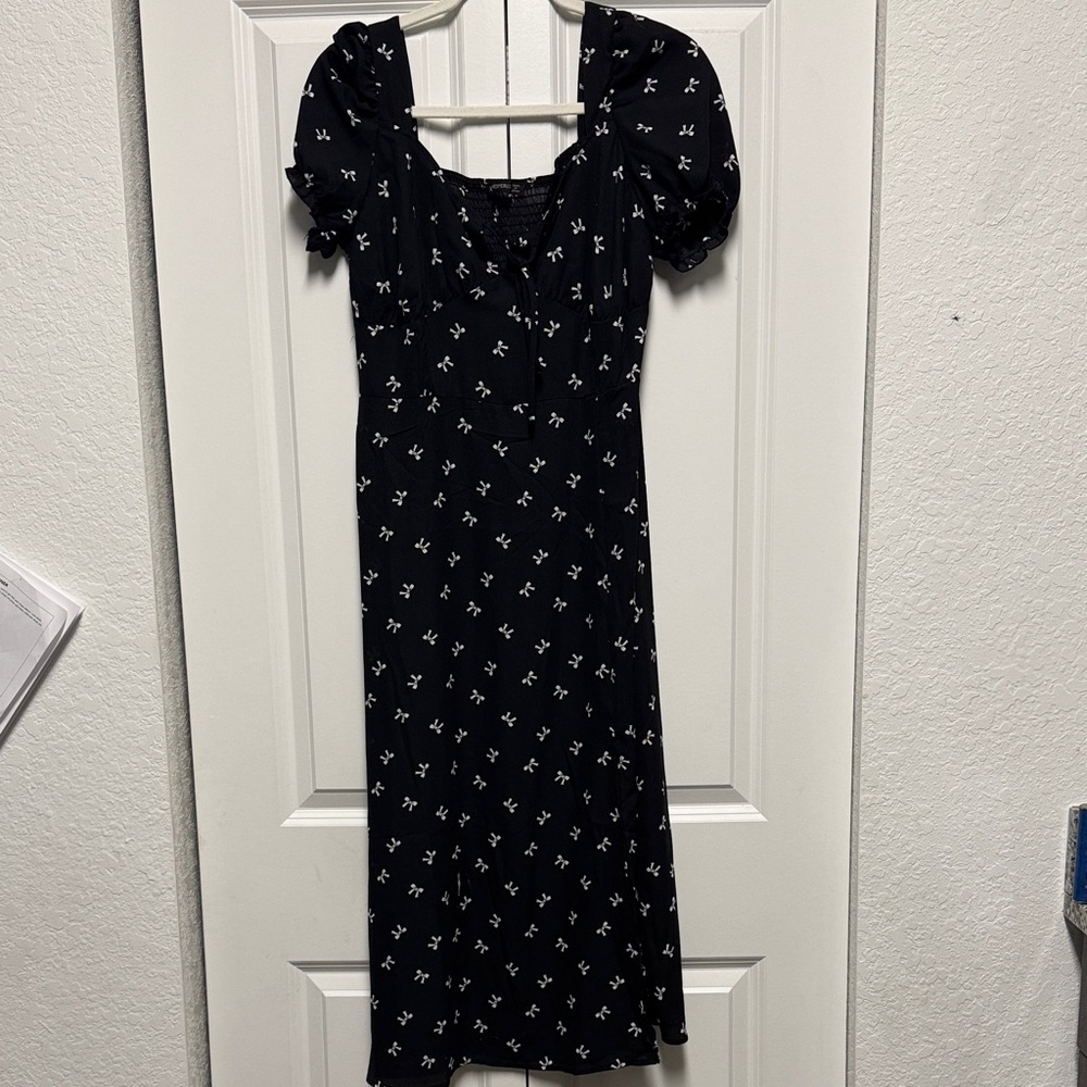 Elegant Black and White Floral Dress